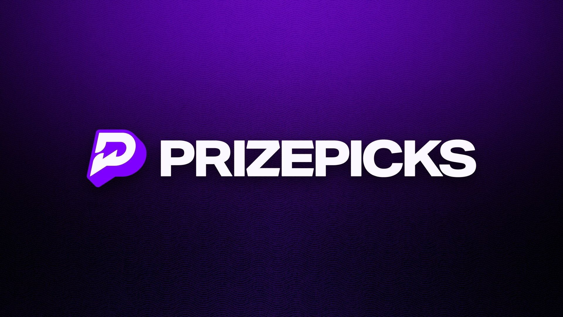 PrizePicks wordmark on a deep purple wave pattern