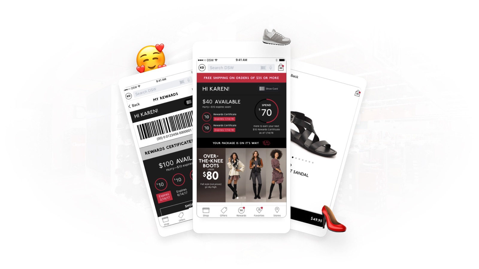 The DSW responsive site and native iOS app