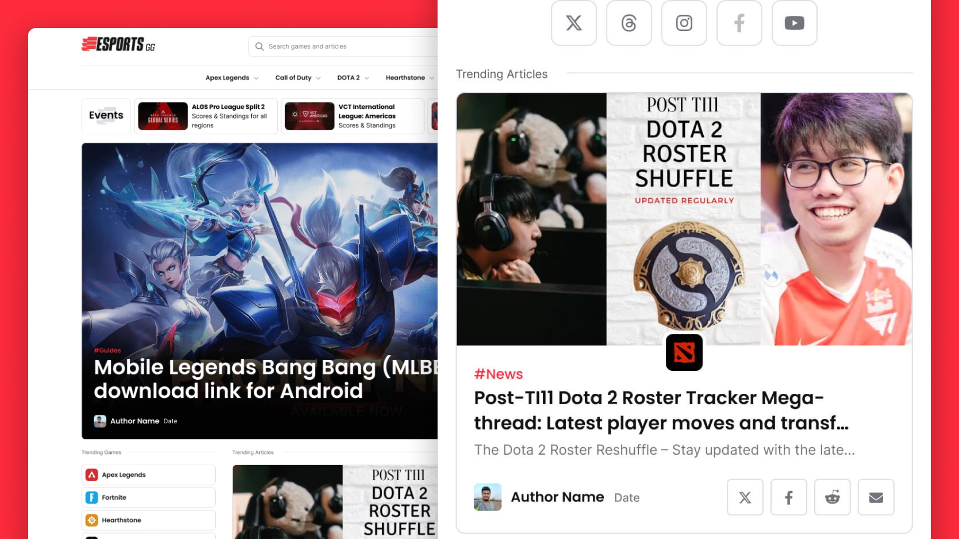 An article page with trending articles and share actions
