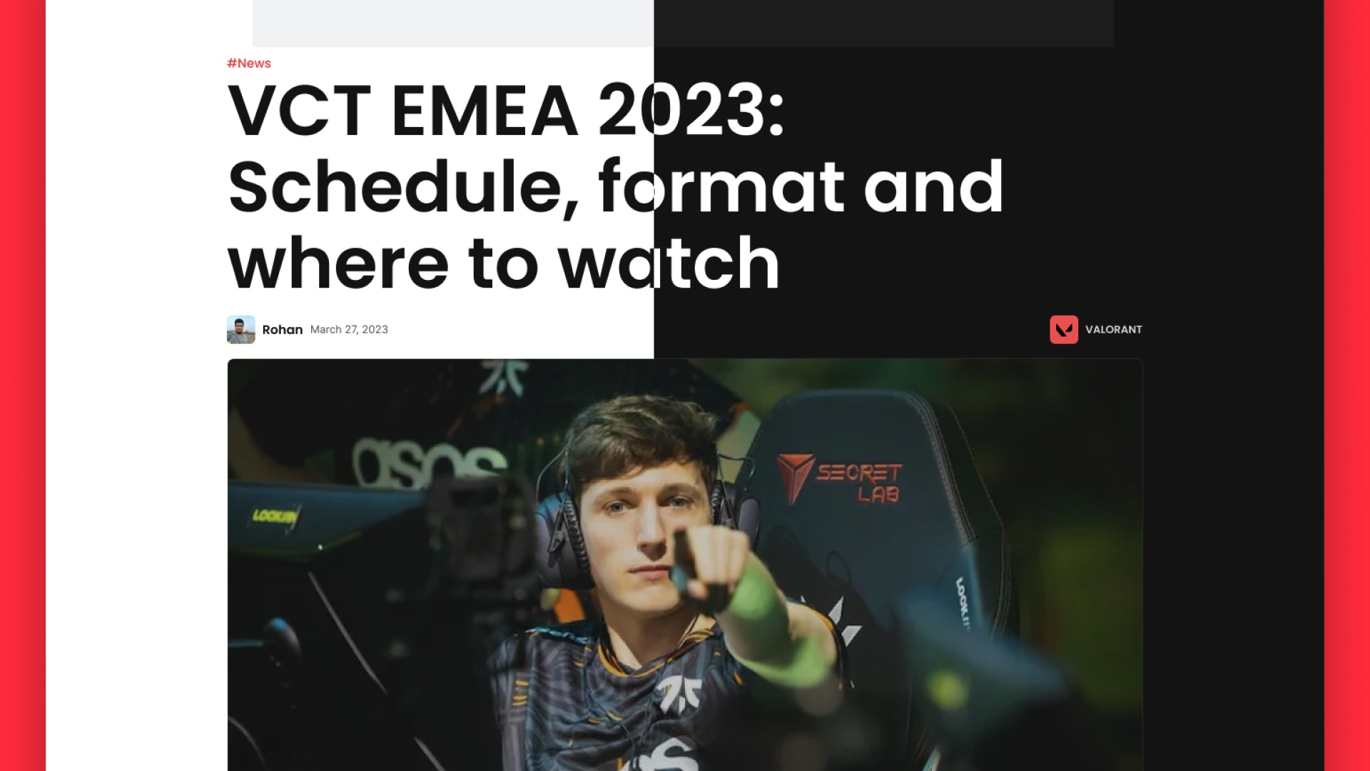 A published tournament article on the live esports.gg site