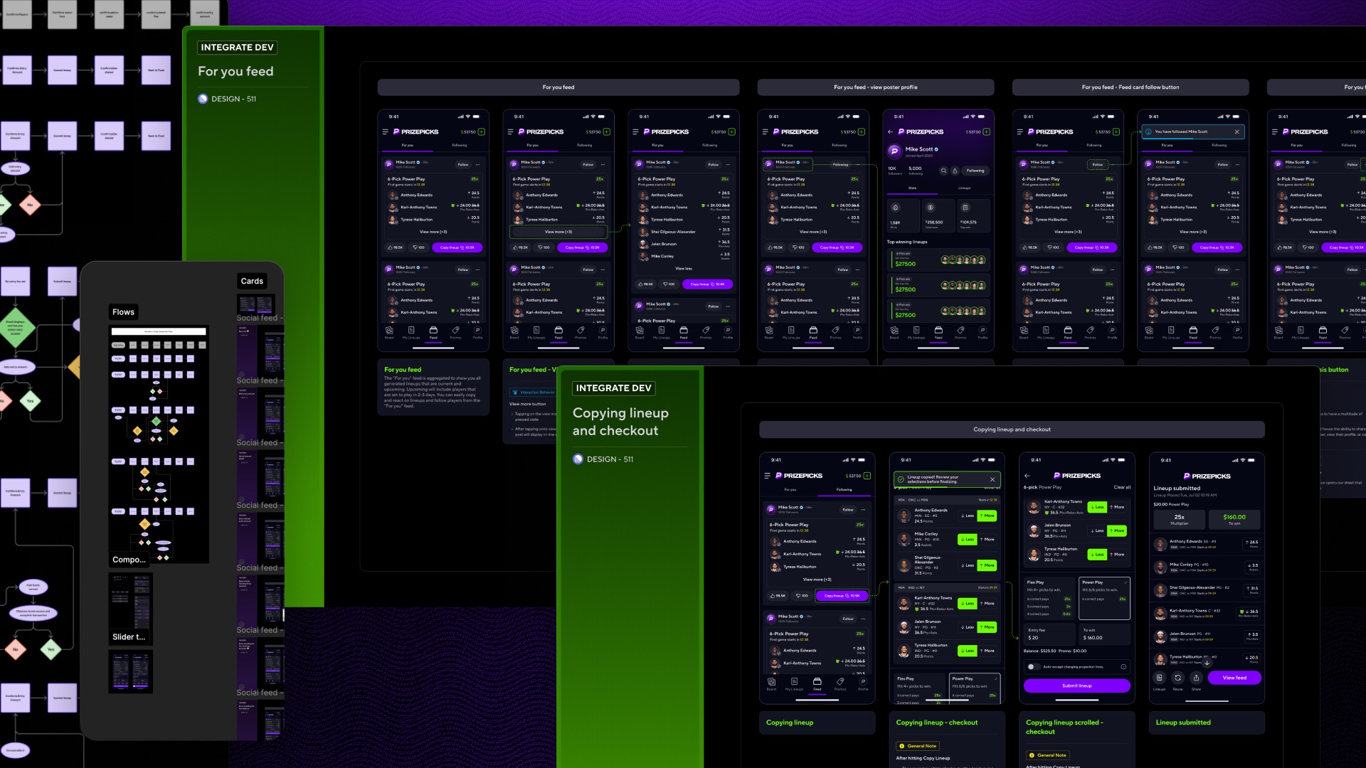 Design file with flows and dev integration notes